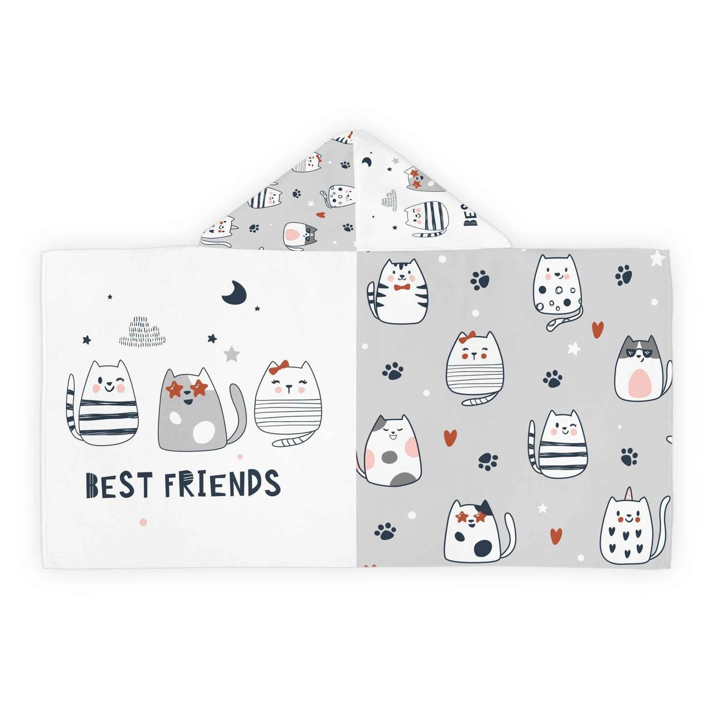 Cozy Cat-Themed Youth Hooded Towel | Best Friends Gift for Kids, Fun Bath Time Accessory, Pool Day, Beach Towel