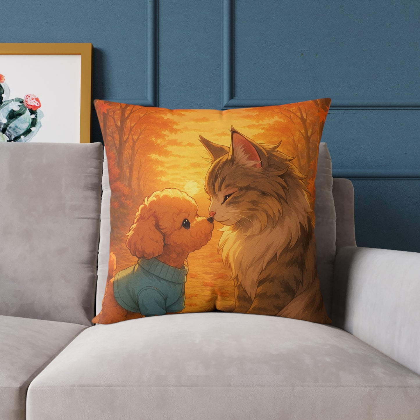 Square Pillow - Cozy Pet Love Pillow, Adorable Animal Home Decor & Gift for Pet Lovers - Pet-Themed Celebration Decor