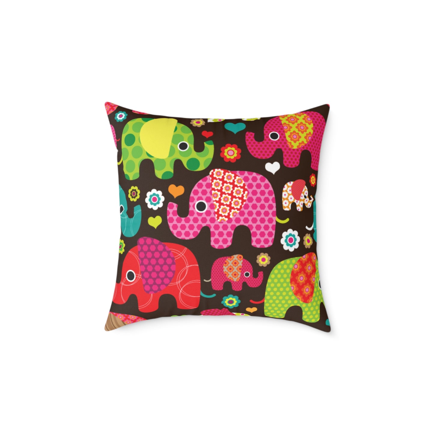 Colorful Elephant Square Throw Pillow