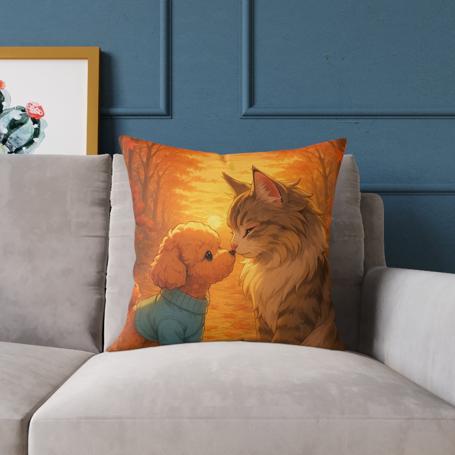 Square Pillow - Cozy Pet Love Pillow, Adorable Animal Home Decor & Gift for Pet Lovers - Pet-Themed Celebration Decor