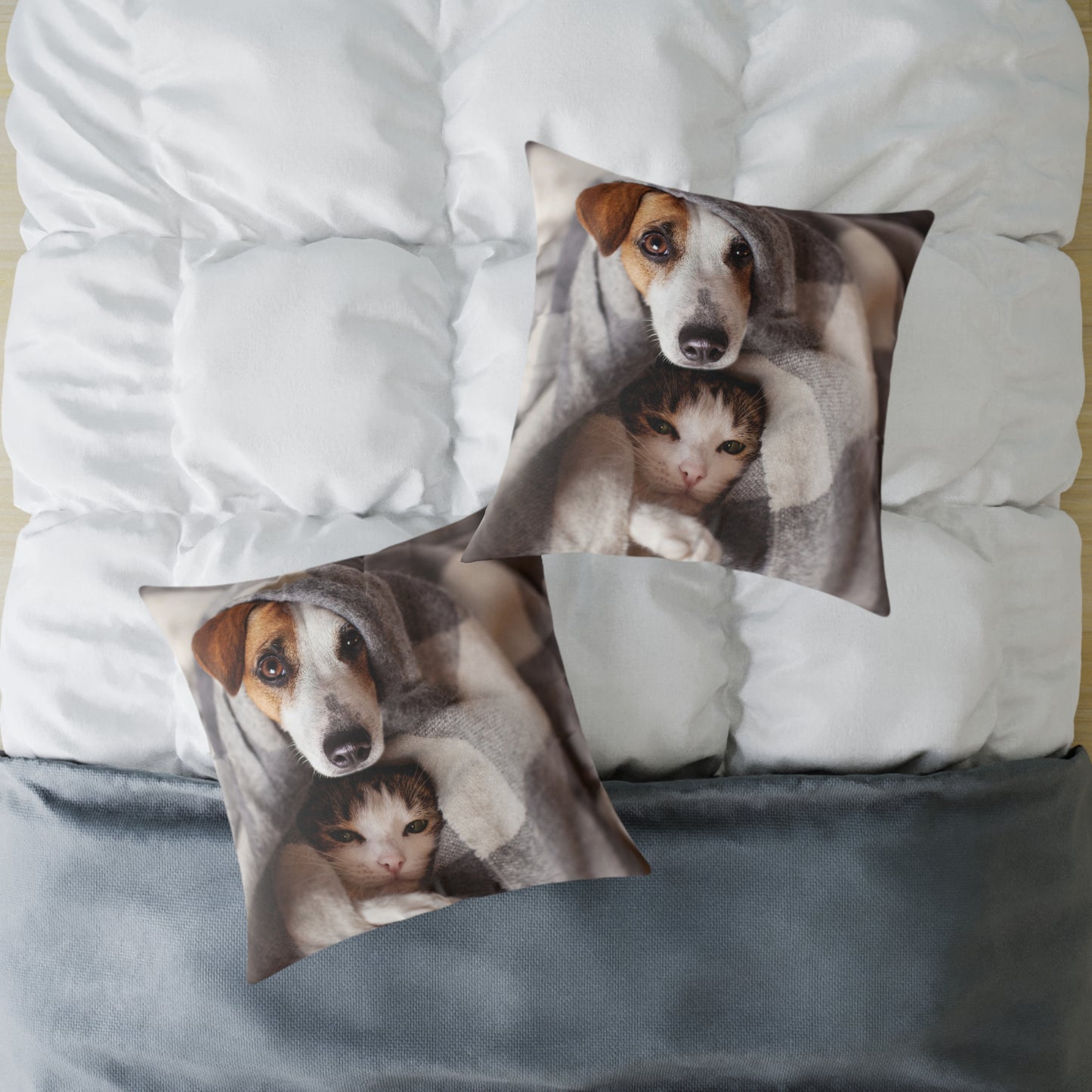 Square Pillow - Cozy Dog and Cat Design for Pet Lovers | Animal Decor, Home Gift, Living Room Accents