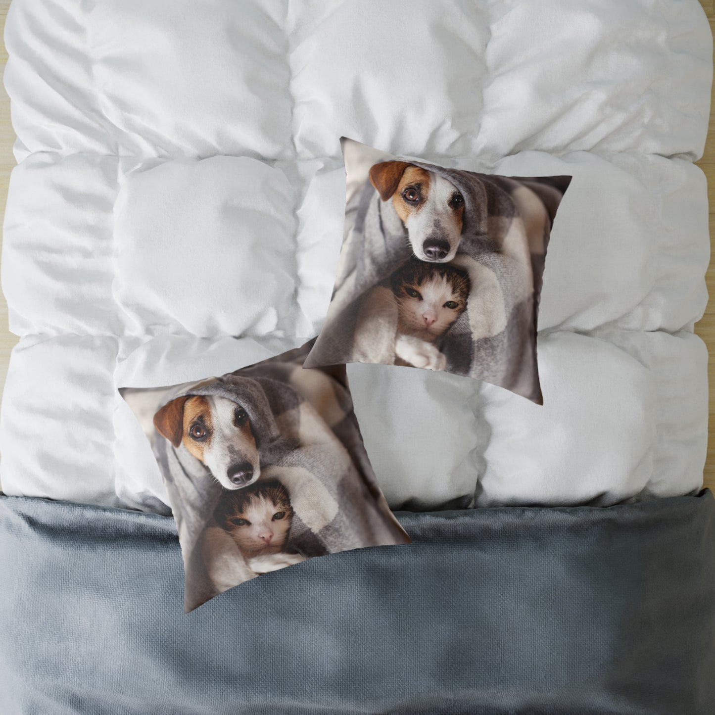 Square Pillow - Cozy Dog and Cat Design for Pet Lovers | Animal Decor, Home Gift, Living Room Accents