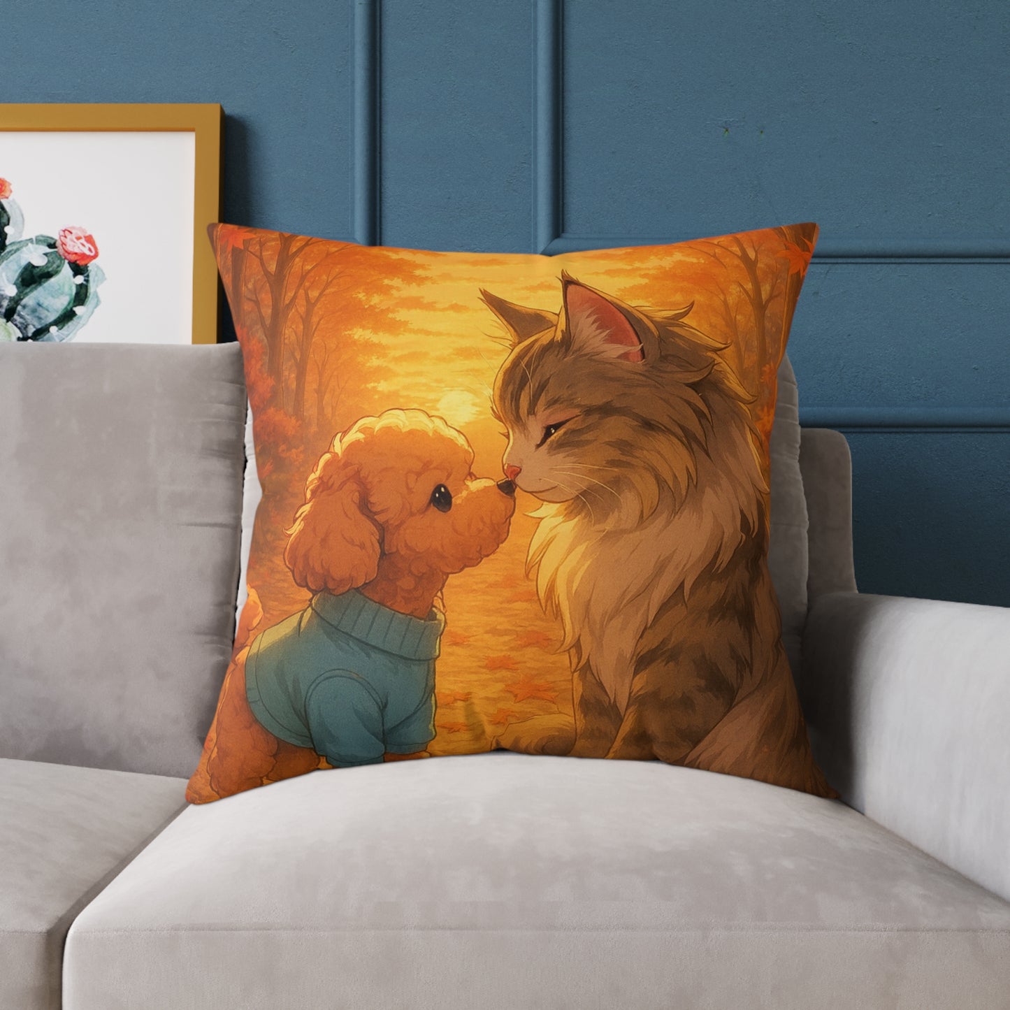 Square Pillow - Cozy Pet Love Pillow, Adorable Animal Home Decor & Gift for Pet Lovers - Pet-Themed Celebration Decor