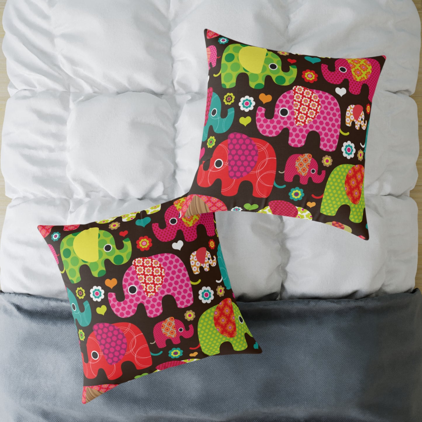 Colorful Elephant Square Throw Pillow