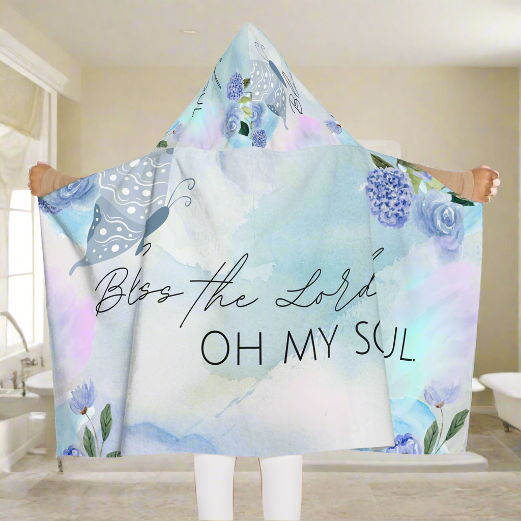 Youth Hooded Towel - Bless the Lord Oh My Soul, Personalized POD Bath Wrap