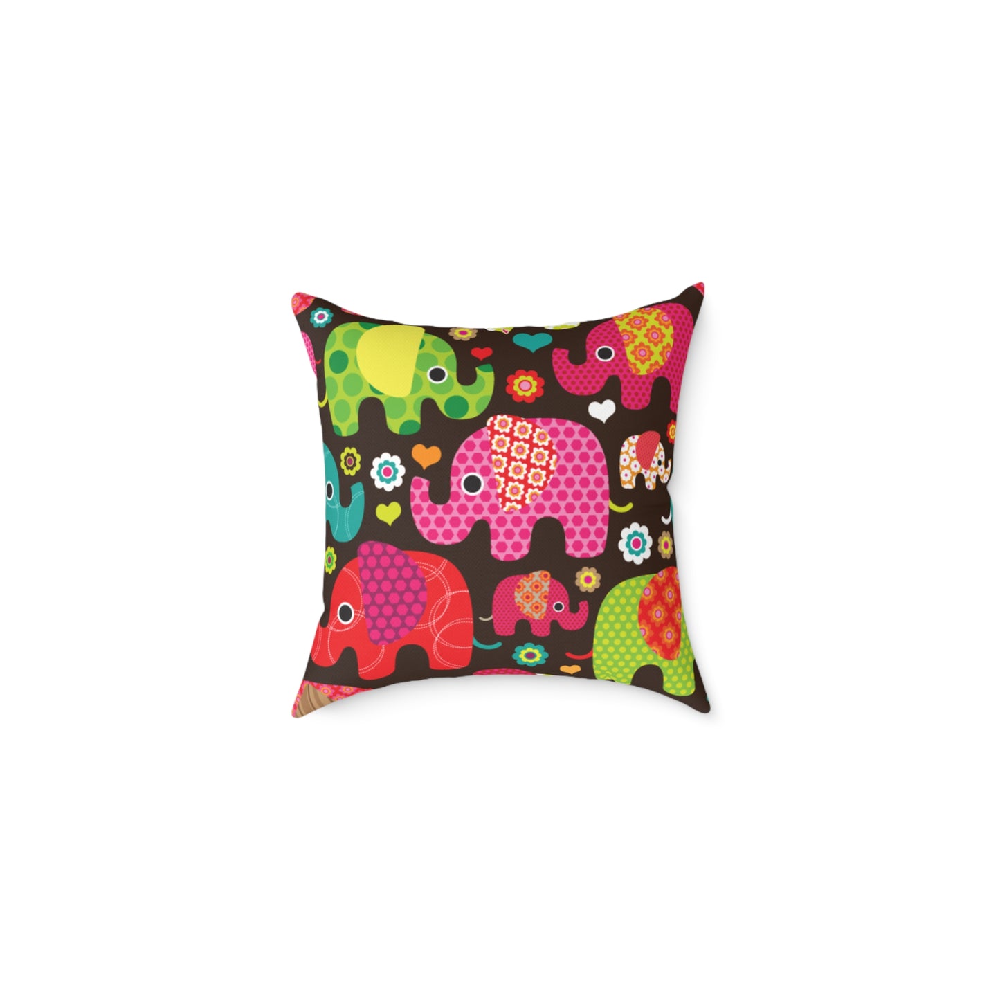 Colorful Elephant Square Throw Pillow