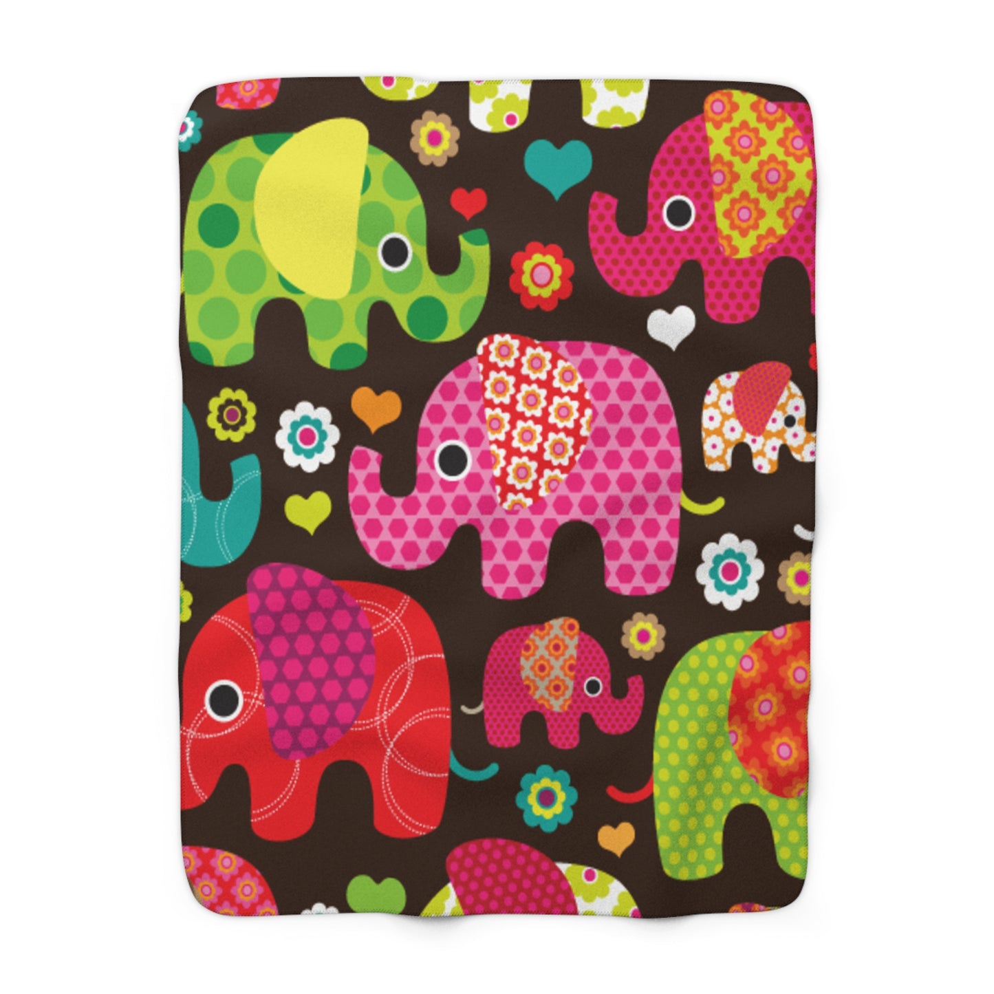 Colorful Elephant Sherpa Fleece Blanket | Soft Kids Throw & Nursery Decor