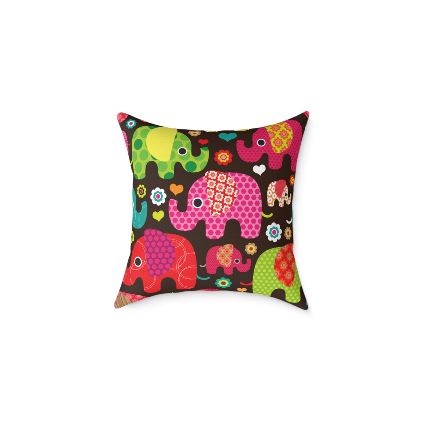 Colorful Elephant Square Throw Pillow