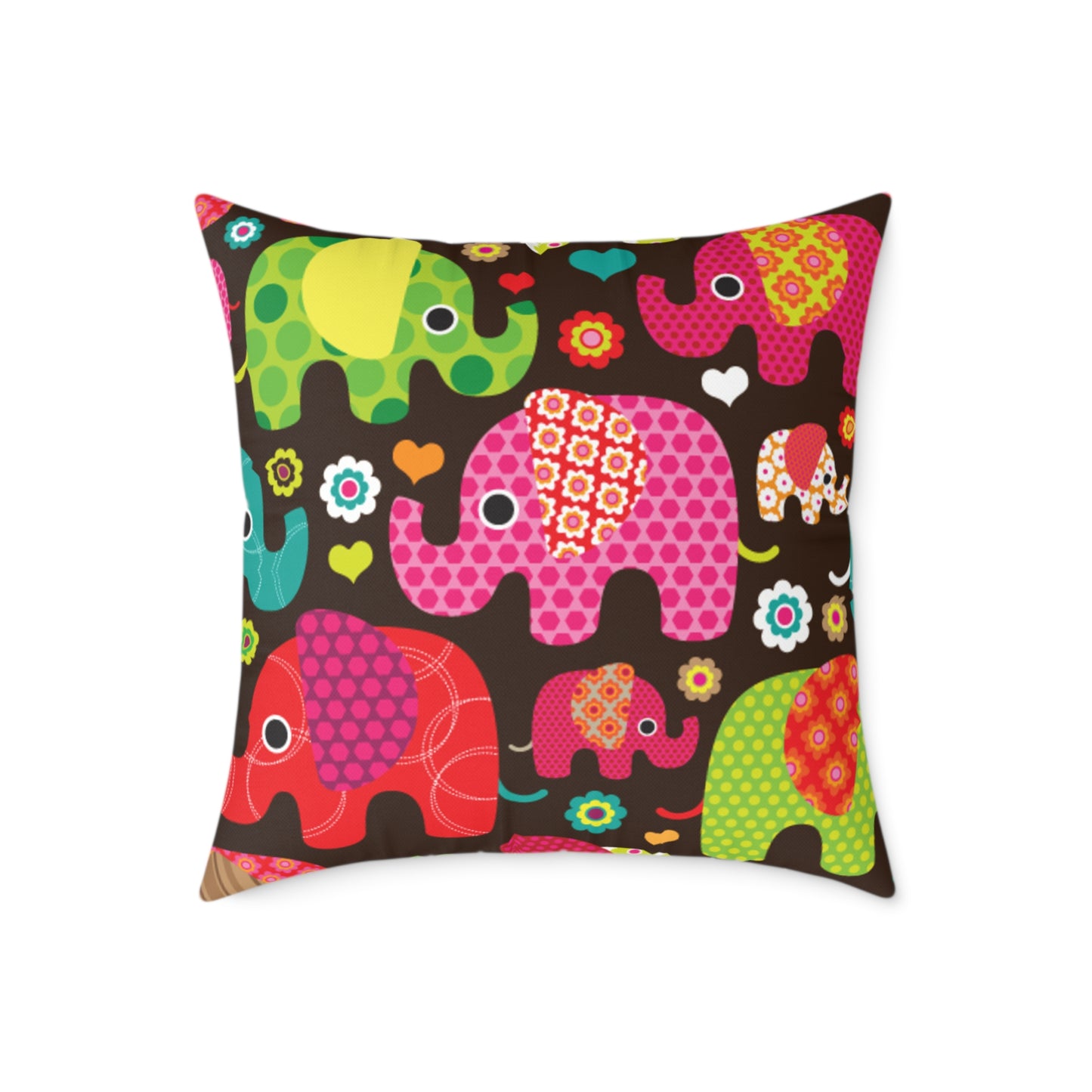 Colorful Elephant Square Throw Pillow