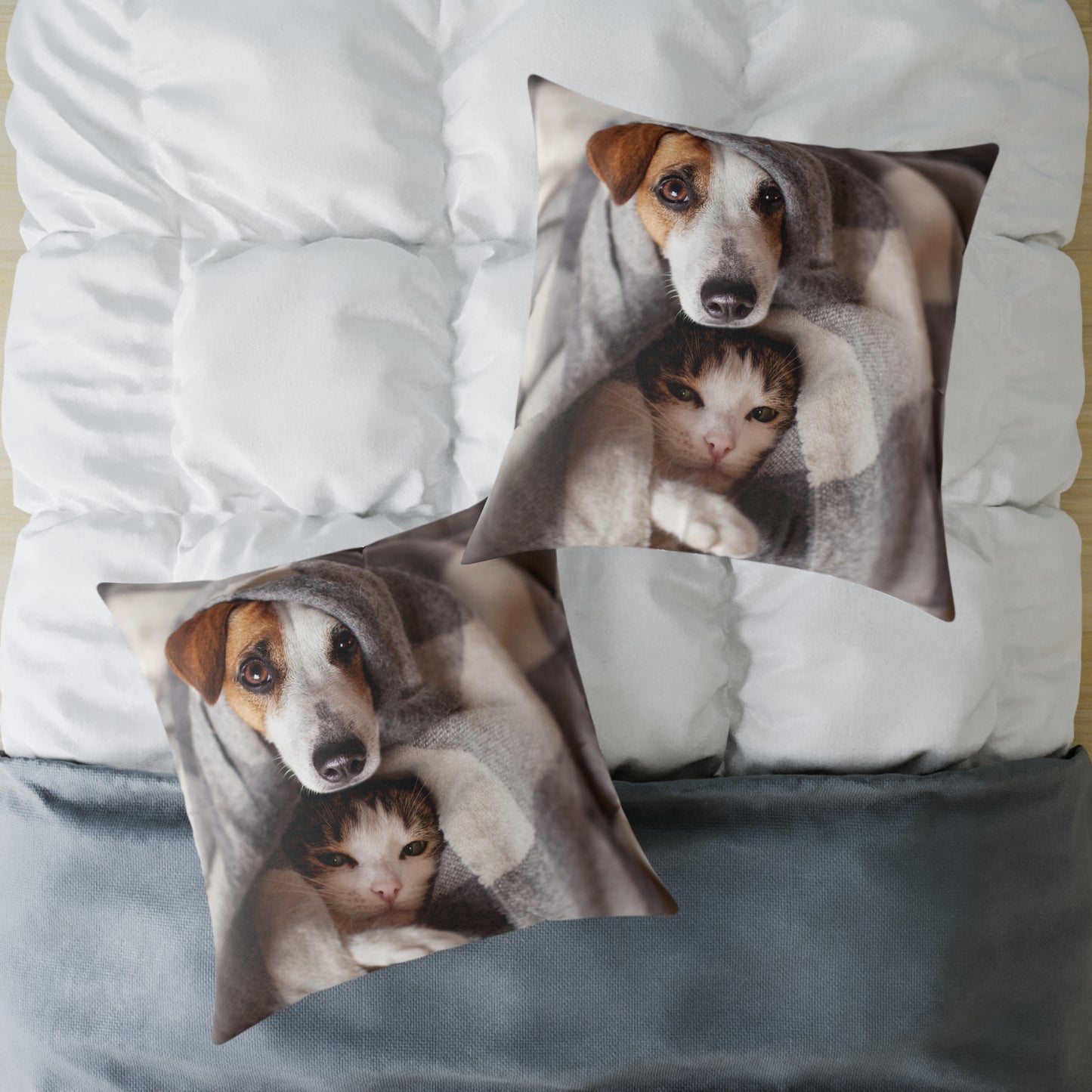 Square Pillow - Cozy Dog and Cat Design for Pet Lovers | Animal Decor, Home Gift, Living Room Accents