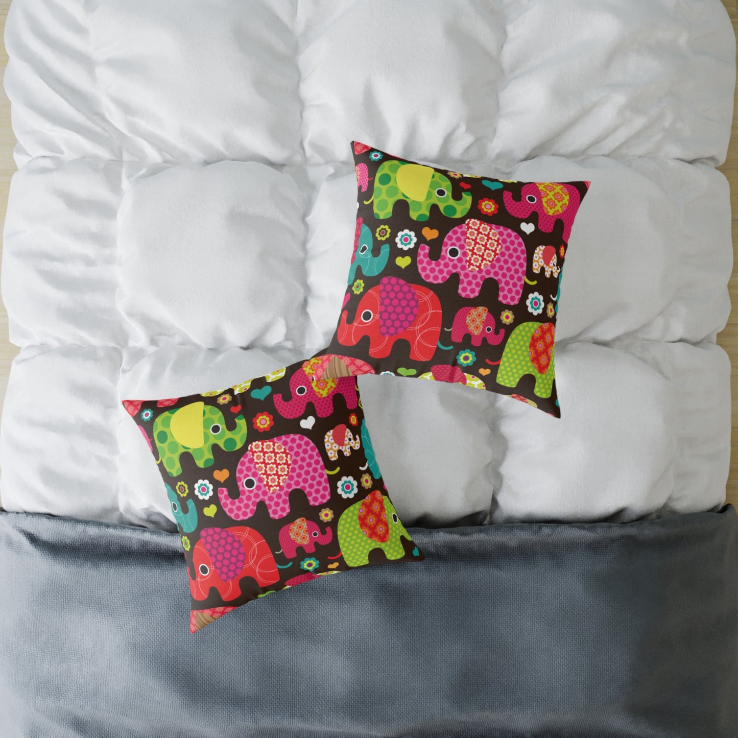 Colorful Elephant Square Throw Pillow