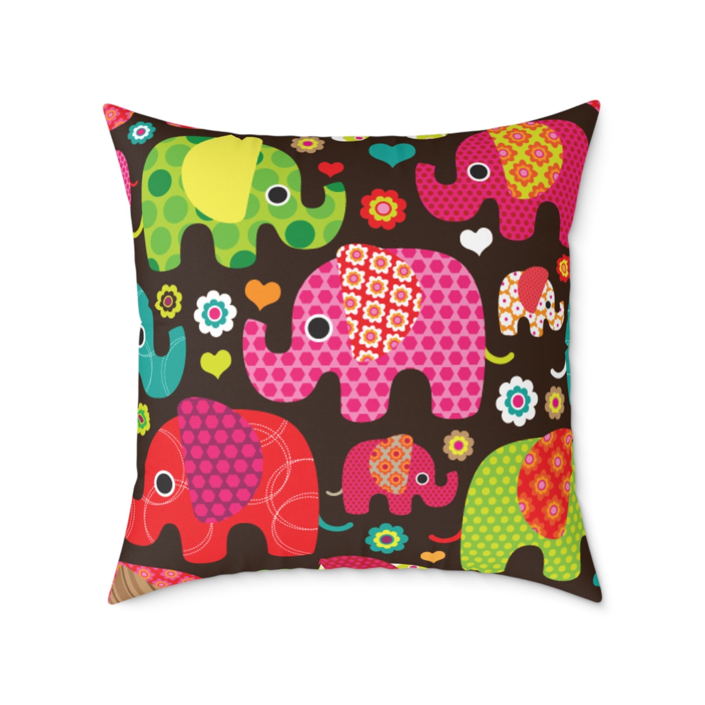 Colorful Elephant Square Throw Pillow