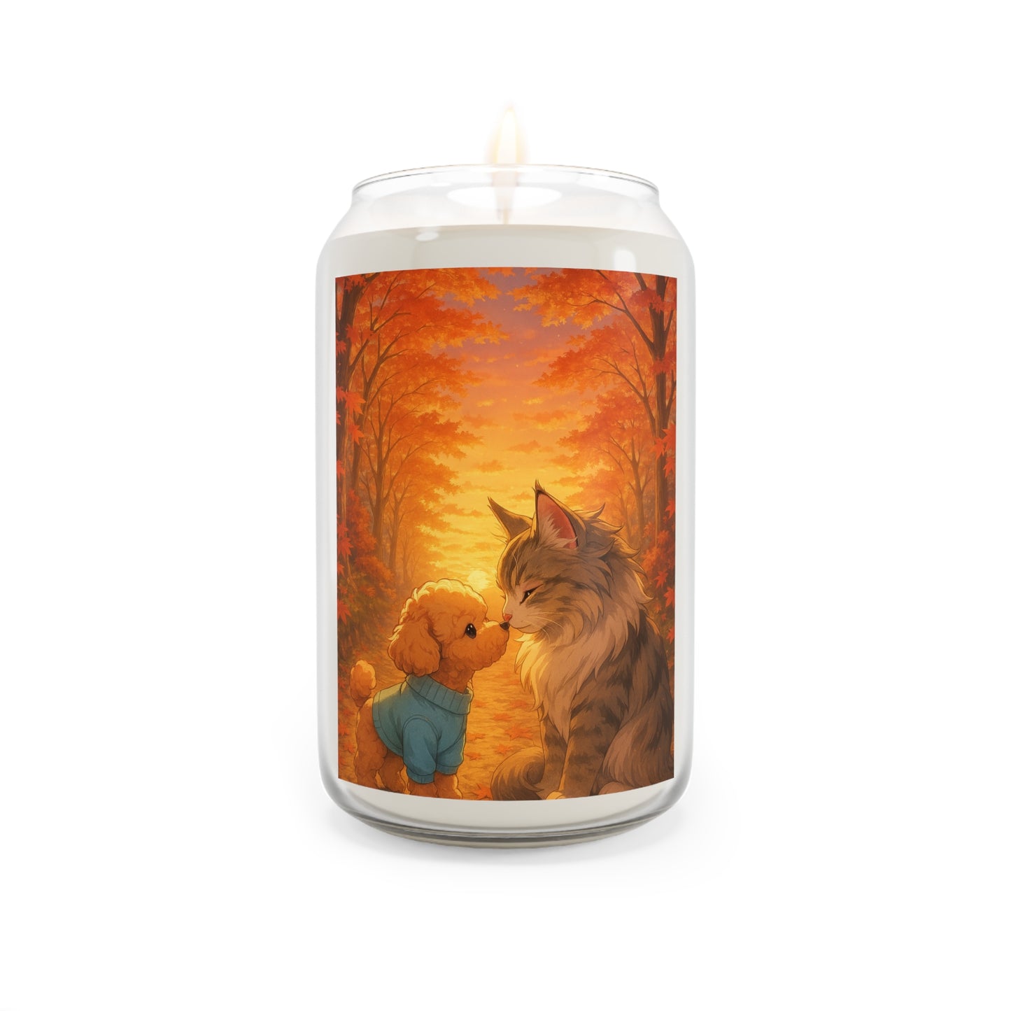 Scented Soy Candle with Cat and Dog Design, Cozy Home Decor, Pet Lover Gift, Fall Decor, Relaxation, Aromatherapy