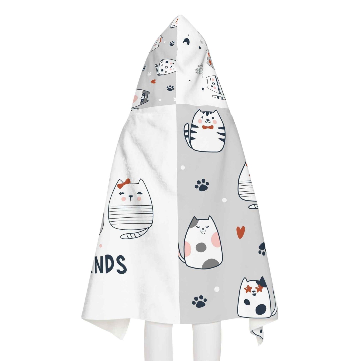 Cozy Cat-Themed Youth Hooded Towel | Best Friends Gift for Kids, Fun Bath Time Accessory, Pool Day, Beach Towel