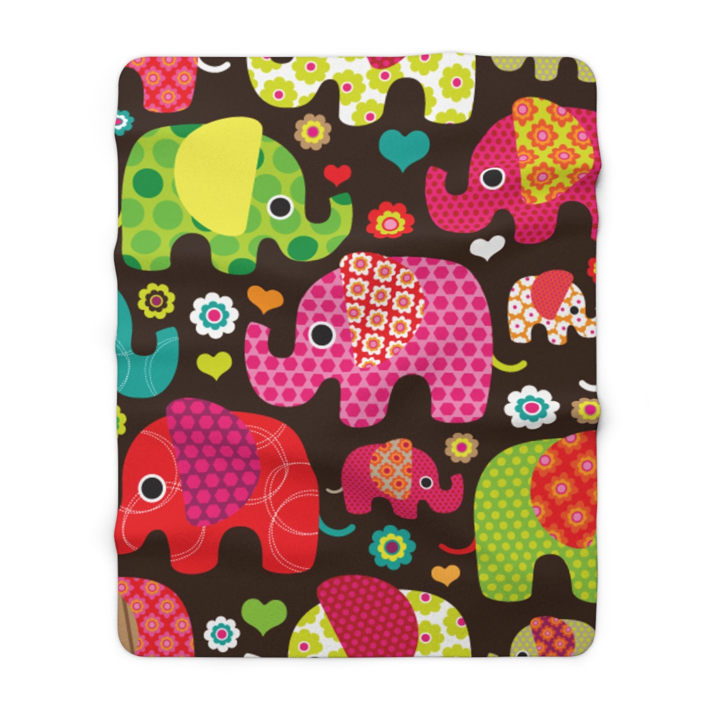 Colorful Elephant Sherpa Fleece Blanket | Soft Kids Throw & Nursery Decor