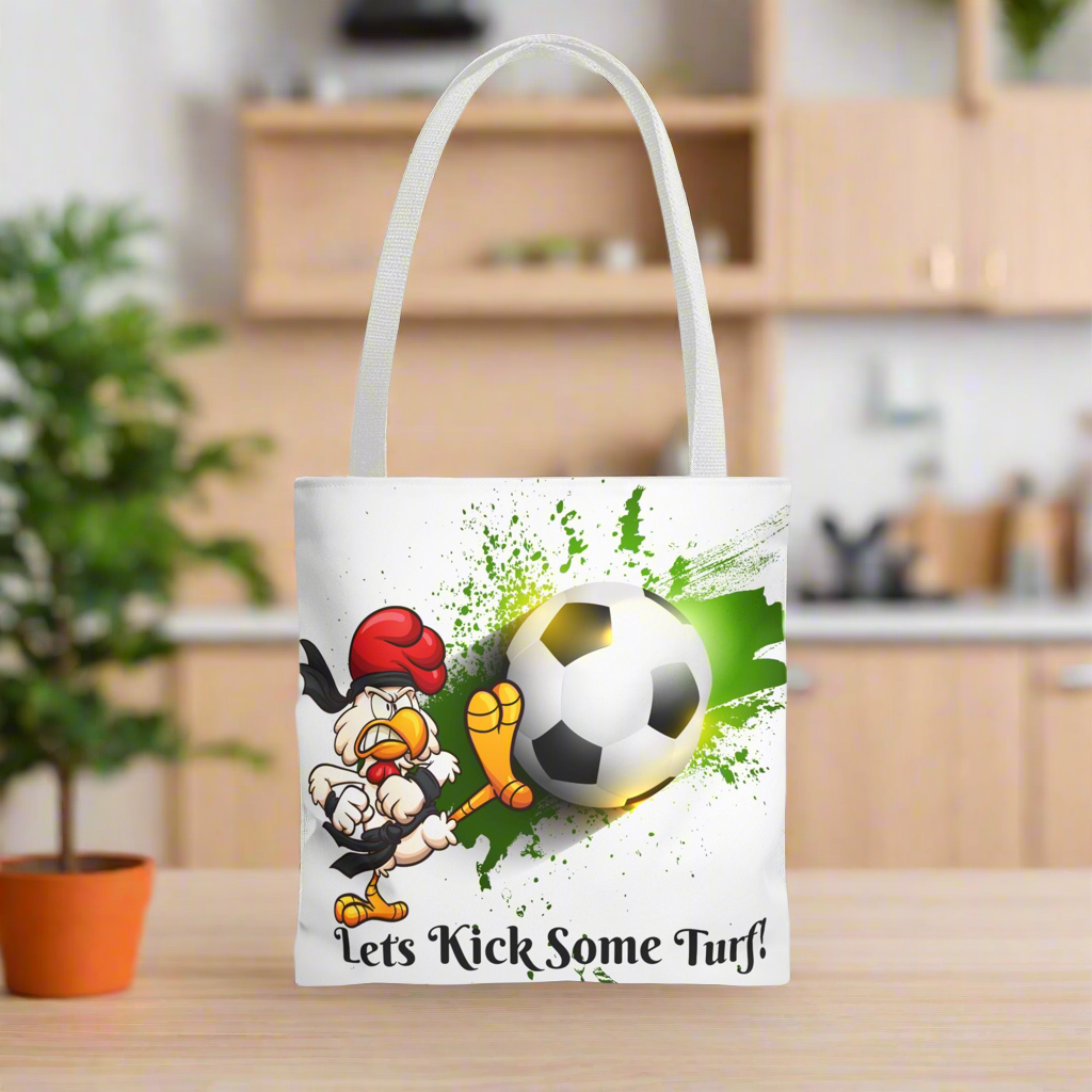 Soccer Tote Bag for Kids - Lets Kick Some Turf, Funny Sports Accessory