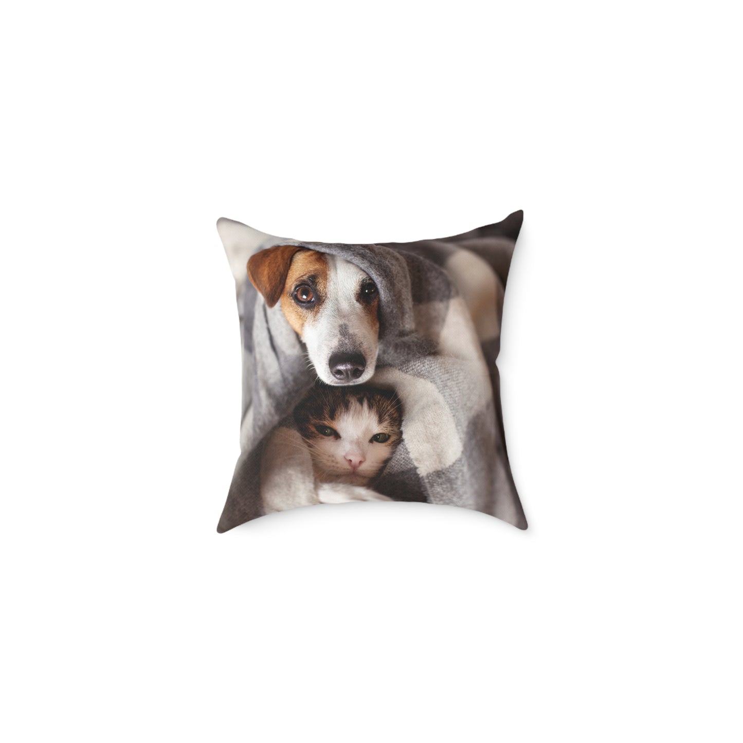 Square Pillow - Cozy Dog and Cat Design for Pet Lovers | Animal Decor, Home Gift, Living Room Accents