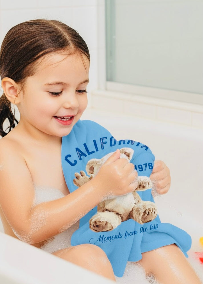 California Bear Moment Hand Towel, Cute Bathroom Decor, Gift for Kids, Nursery Accessory, Summer Beach Towel, Baby Shower Gift