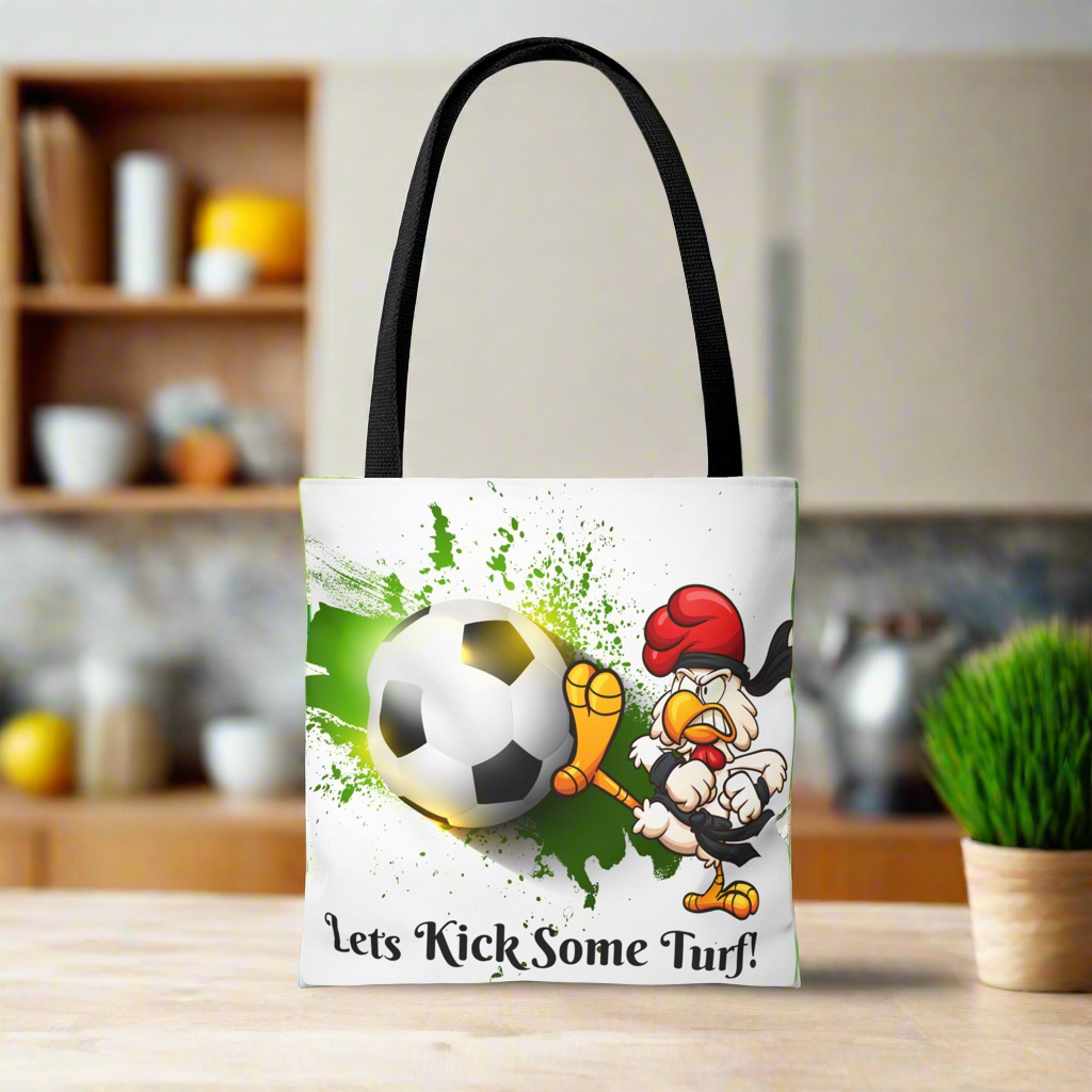 Soccer Tote Bag for Kids - Lets Kick Some Turf, Funny Sports Accessory