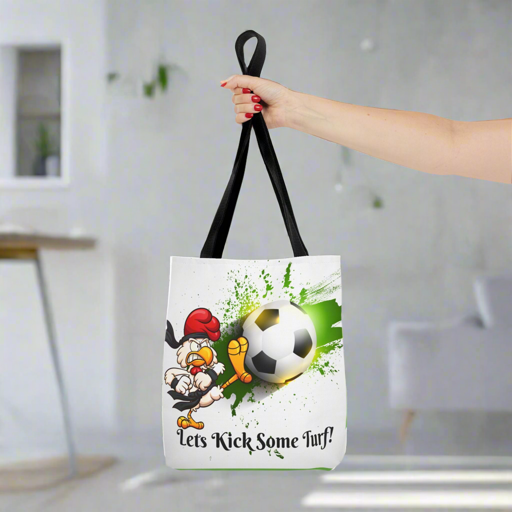 Soccer Tote Bag for Kids - Lets Kick Some Turf, Funny Sports Accessory
