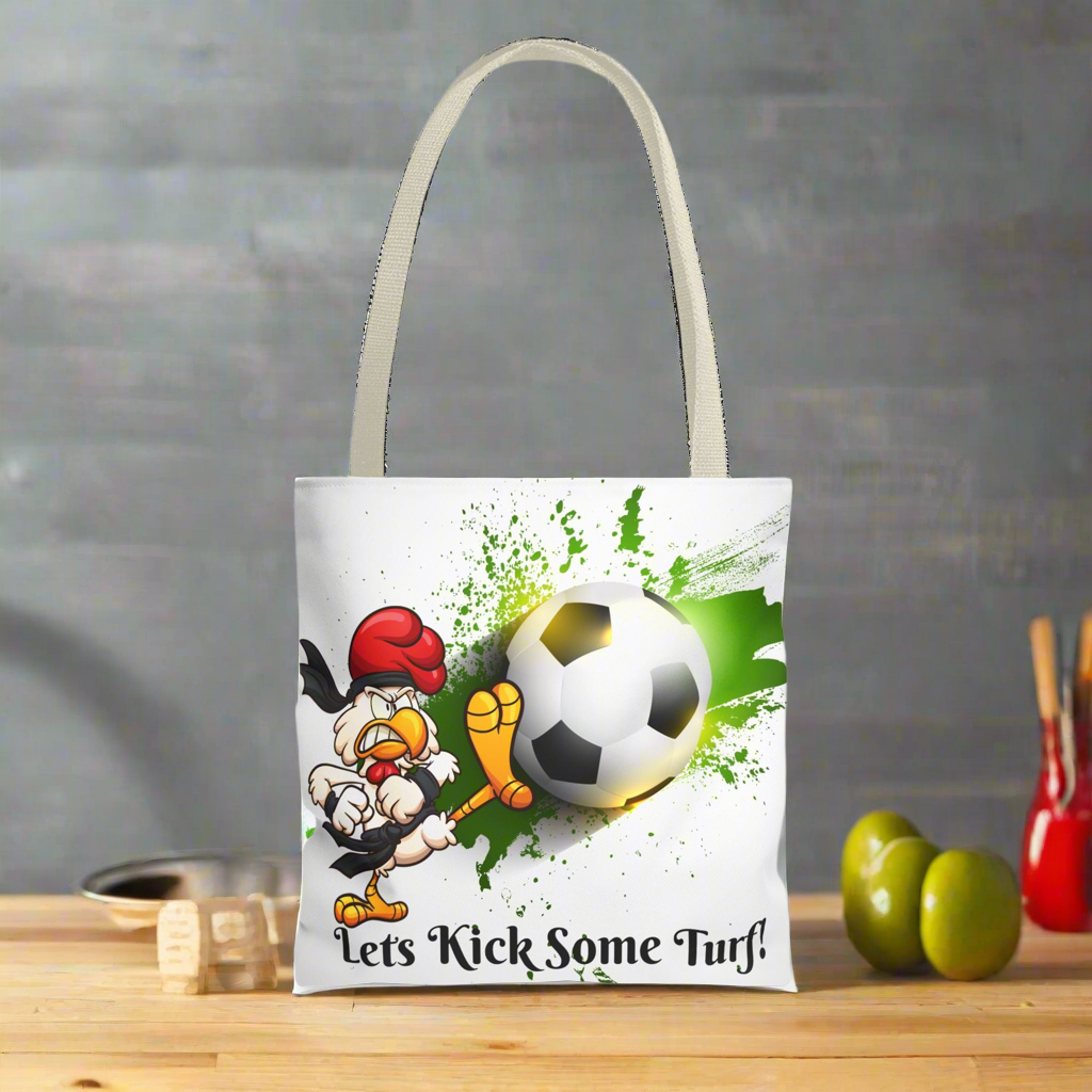 Soccer Tote Bag for Kids - Lets Kick Some Turf, Funny Sports Accessory