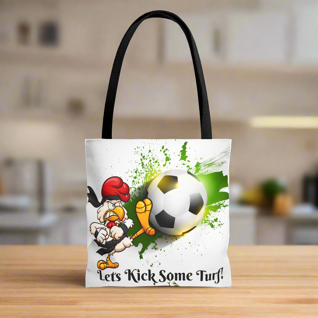 Soccer Tote Bag for Kids - Lets Kick Some Turf, Funny Sports Accessory