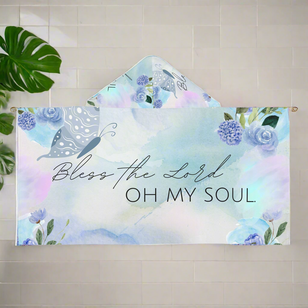 Youth Hooded Towel - Bless the Lord Oh My Soul, Personalized POD Bath Wrap