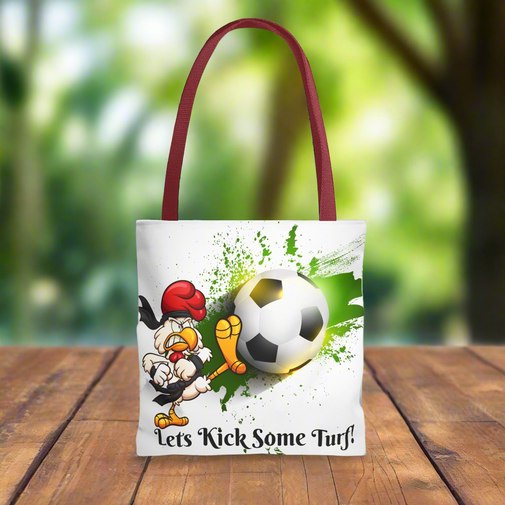 Soccer Tote Bag for Kids - Lets Kick Some Turf, Funny Sports Accessory