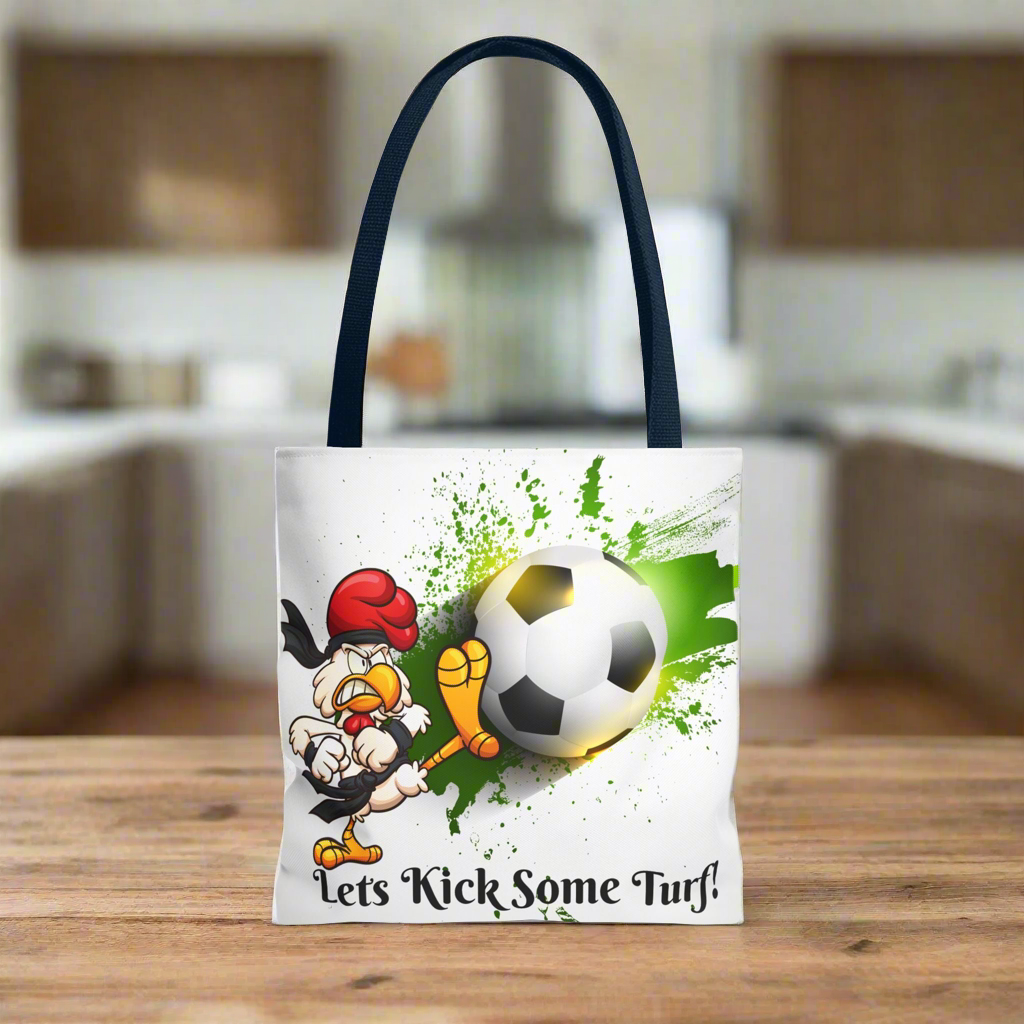 Soccer Tote Bag for Kids - Lets Kick Some Turf, Funny Sports Accessory