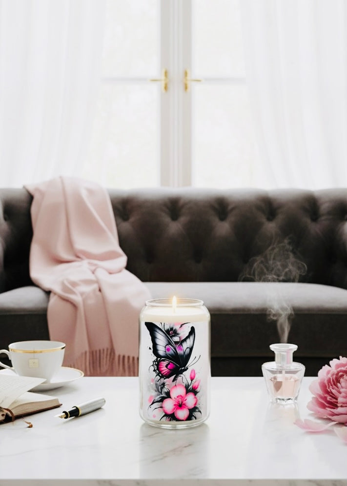 Butterfly Blossom Scented Soy Candle, Aromatherapy Gift for Her