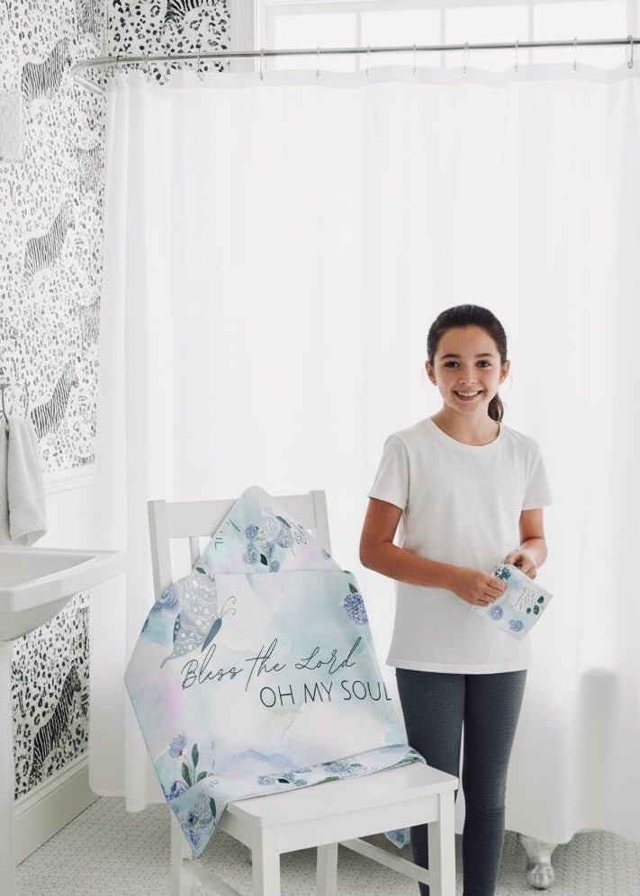 Youth Hooded Towel - Bless the Lord Oh My Soul, Personalized POD Bath Wrap