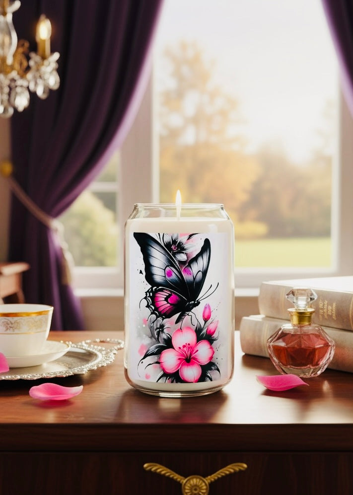 Butterfly Blossom Scented Soy Candle, Aromatherapy Gift for Her