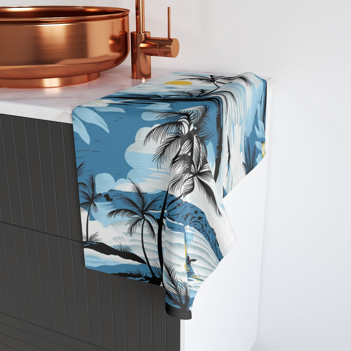 Tropical Hand Towel Set - Beach Vibes, Summer Decor, Gift for Hostess, Nautical Bathroom, Kitchen Towel