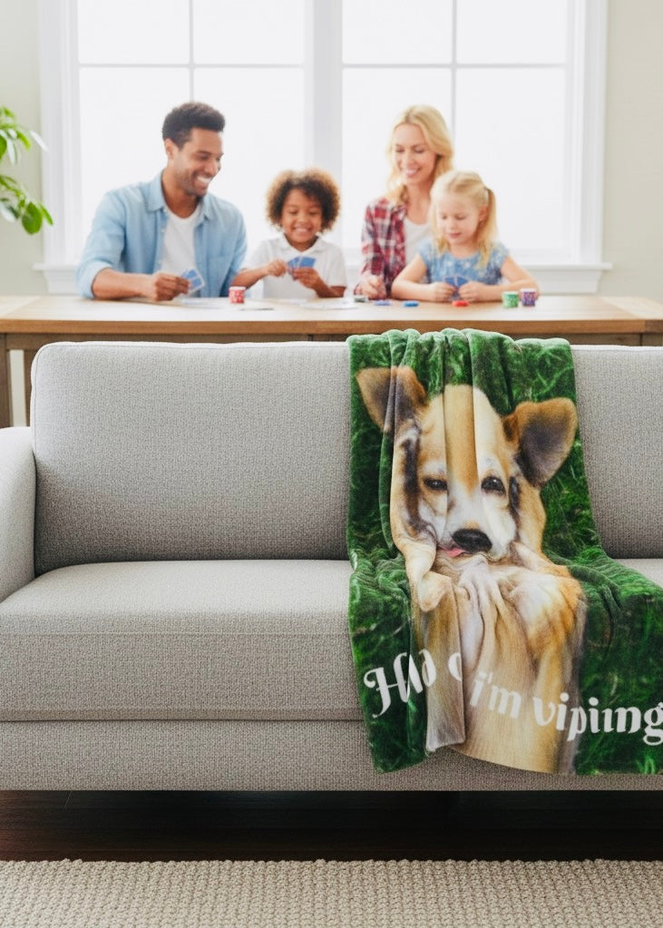 Charming Dog-Themed Velveteen Plush Blanket | Cozy Pet Blanket, Cute Dog Decor, Gift for Dog Lovers, Funny Pet Blanket, Home Comfort