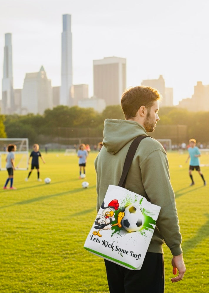 Soccer Tote Bag for Kids - Lets Kick Some Turf, Funny Sports Accessory