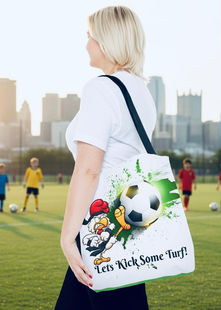 Soccer Tote Bag for Kids - Lets Kick Some Turf, Funny Sports Accessory