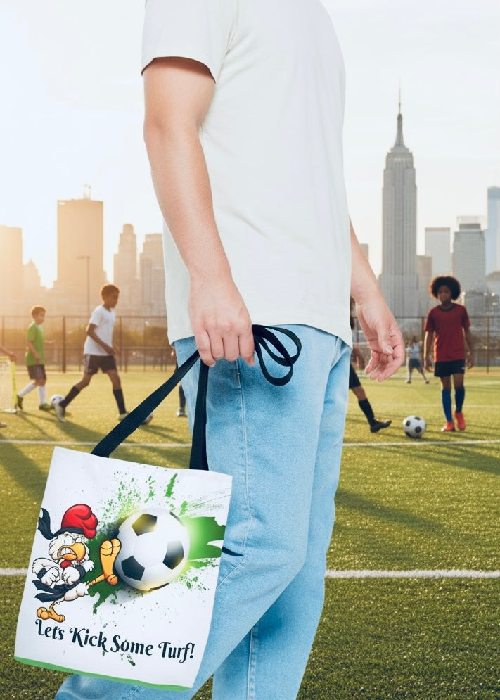 Soccer Tote Bag for Kids - Lets Kick Some Turf, Funny Sports Accessory