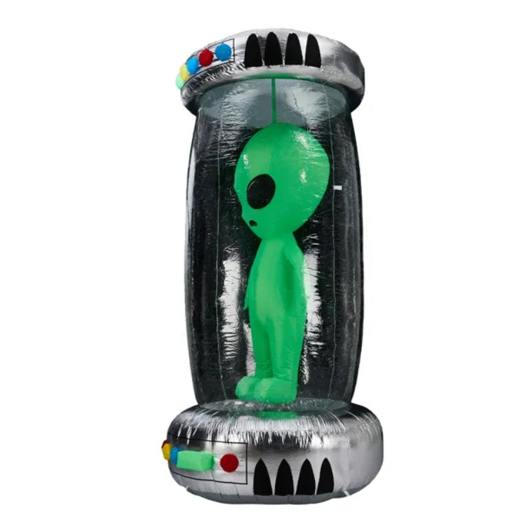 8.2FT Tall Halloween Inflatable Outdoor Decoration, Blow Up UFO With Alien Halloween Decor With Animated RGB LEDs, Prelit Blow Up Yard Decor For Halloween Holiday Party Outdoor Garden Yard Lawn Decor