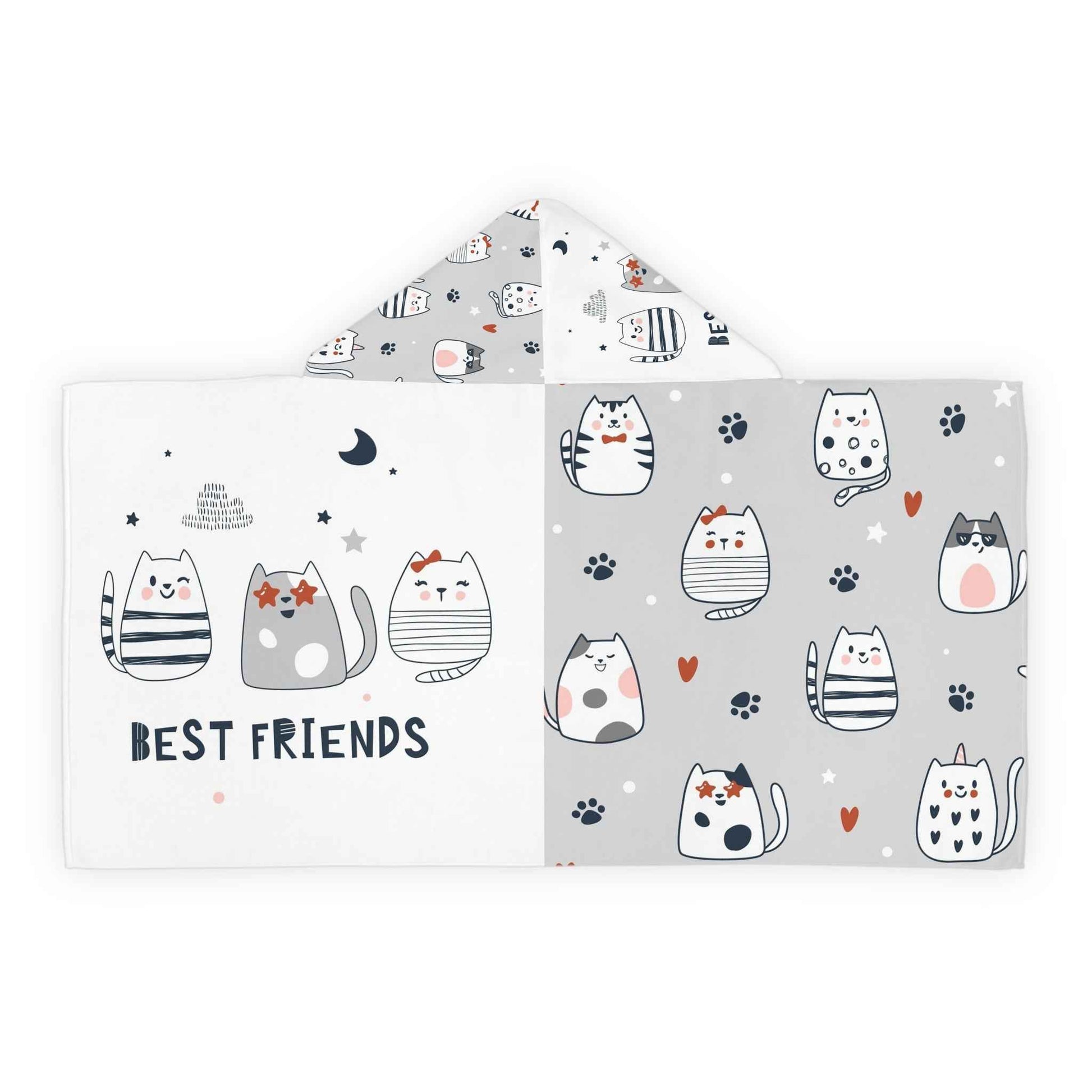 Cozy Cat-Themed Youth Hooded Towel | Best Friends Gift for Kids, Fun Bath Time Accessory, Pool Day, Beach Towel