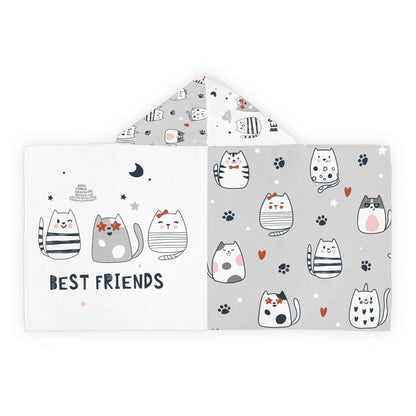 Cozy Cat-Themed Youth Hooded Towel | Best Friends Gift for Kids, Fun Bath Time Accessory, Pool Day, Beach Towel