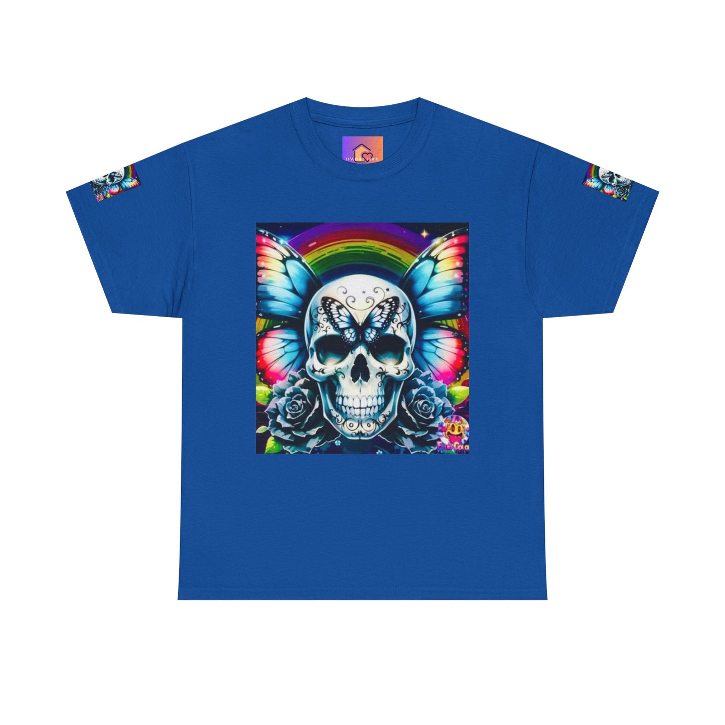 Skull Tee - Bright & Colorful Butterfly Design