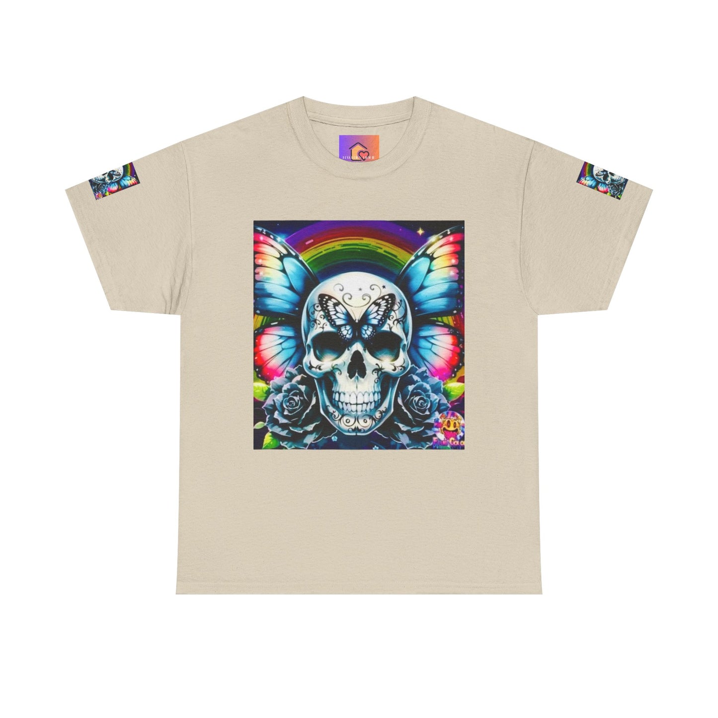 Skull Tee - Bright & Colorful Butterfly Design