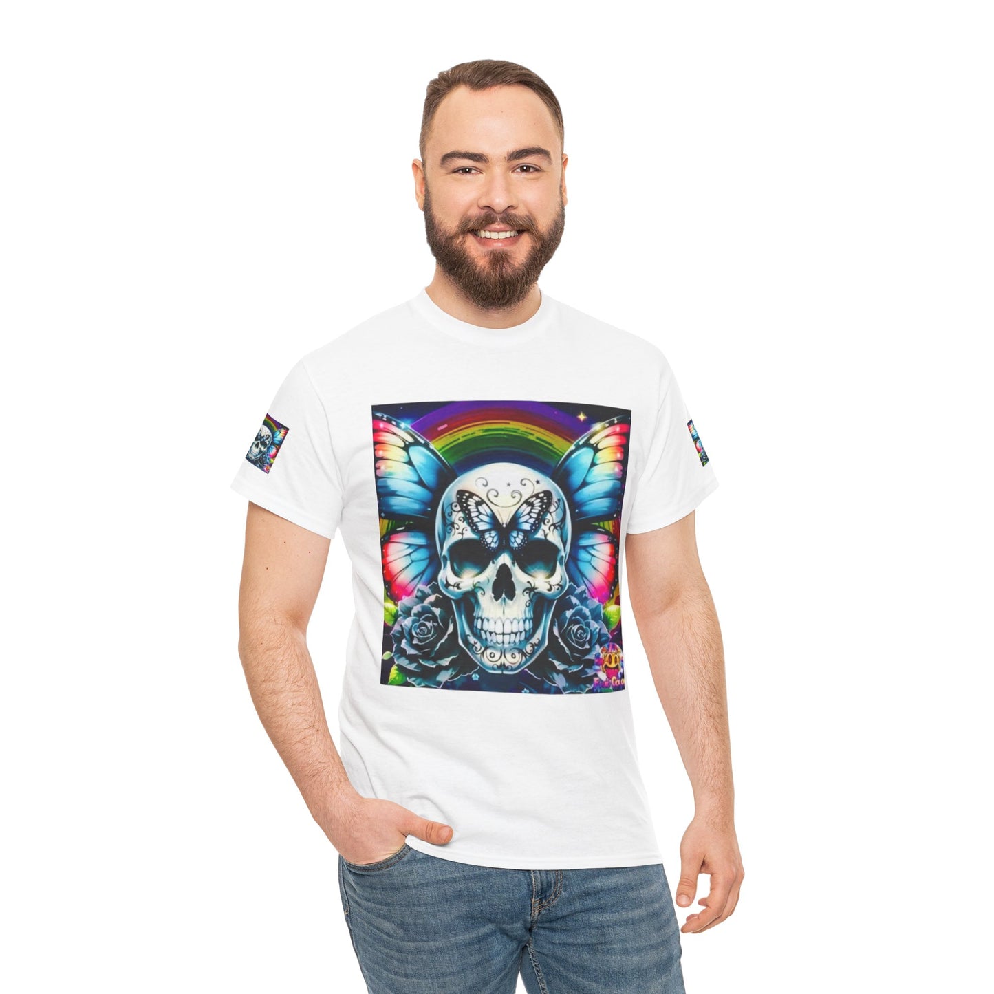Skull Tee - Bright & Colorful Butterfly Design
