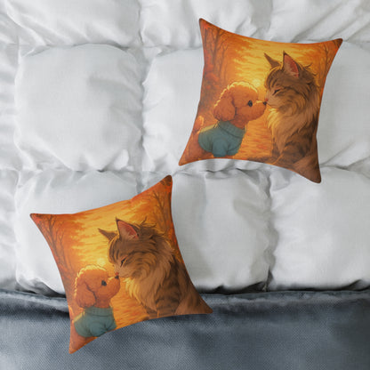 Square Pillow - Cozy Pet Love Pillow, Adorable Animal Home Decor & Gift for Pet Lovers - Pet-Themed Celebration Decor