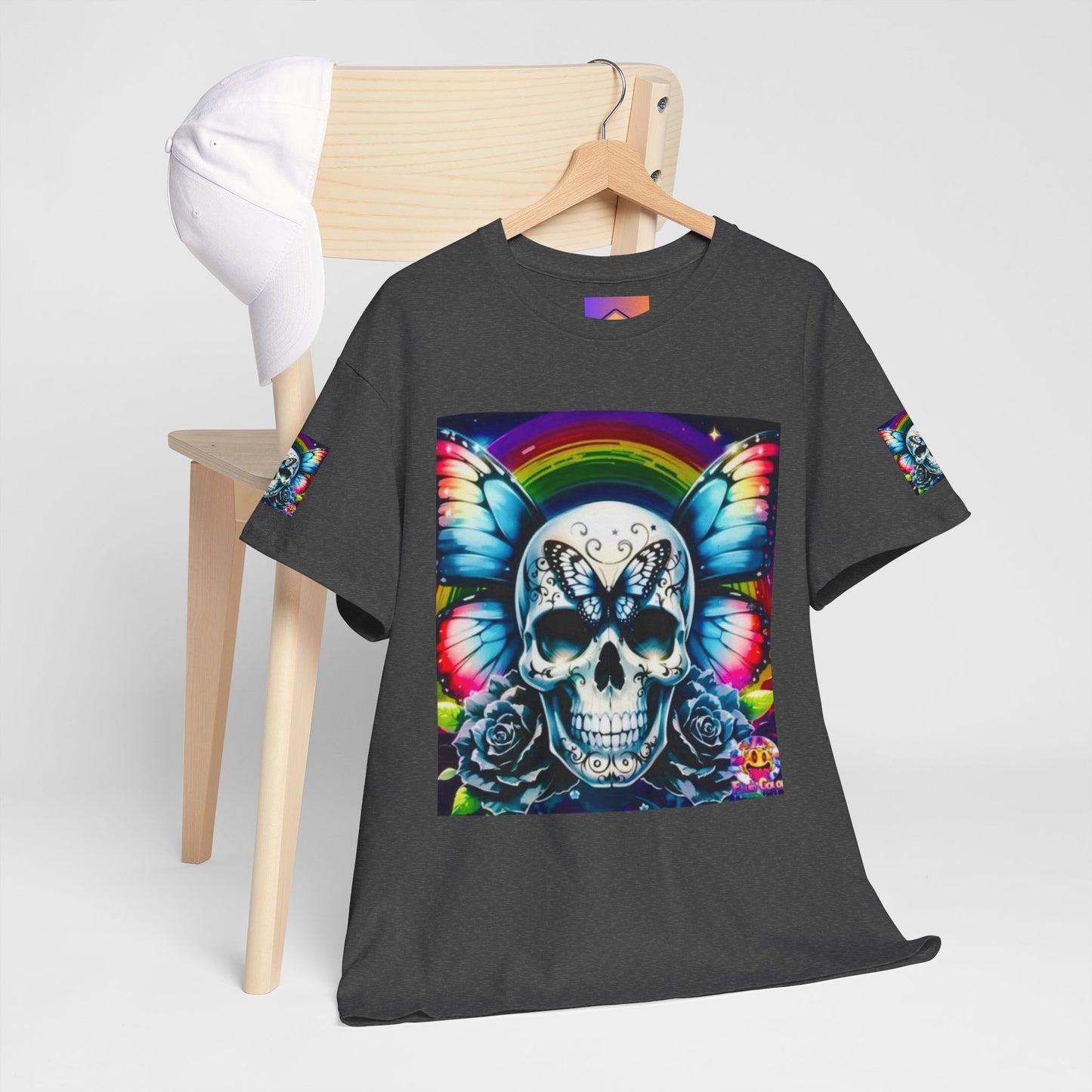 Skull Tee - Bright & Colorful Butterfly Design