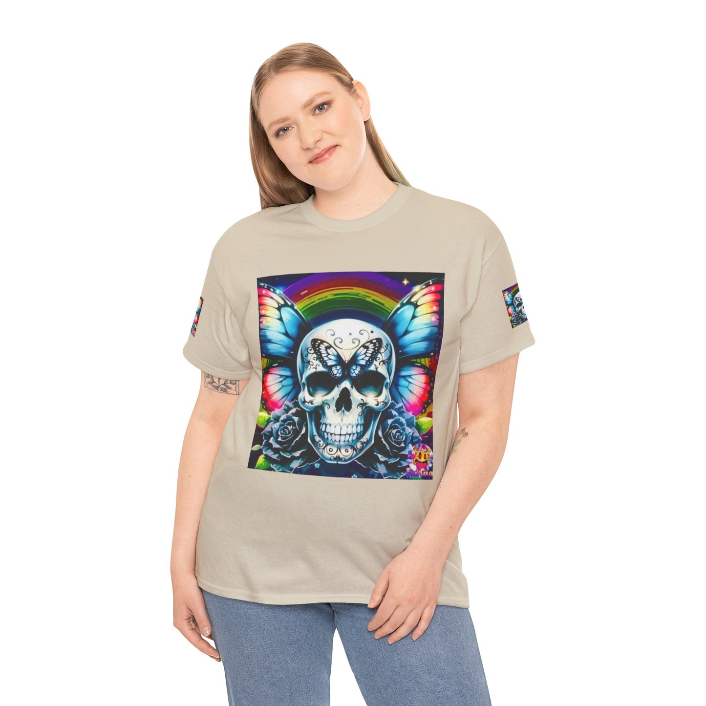 Skull Tee - Bright & Colorful Butterfly Design