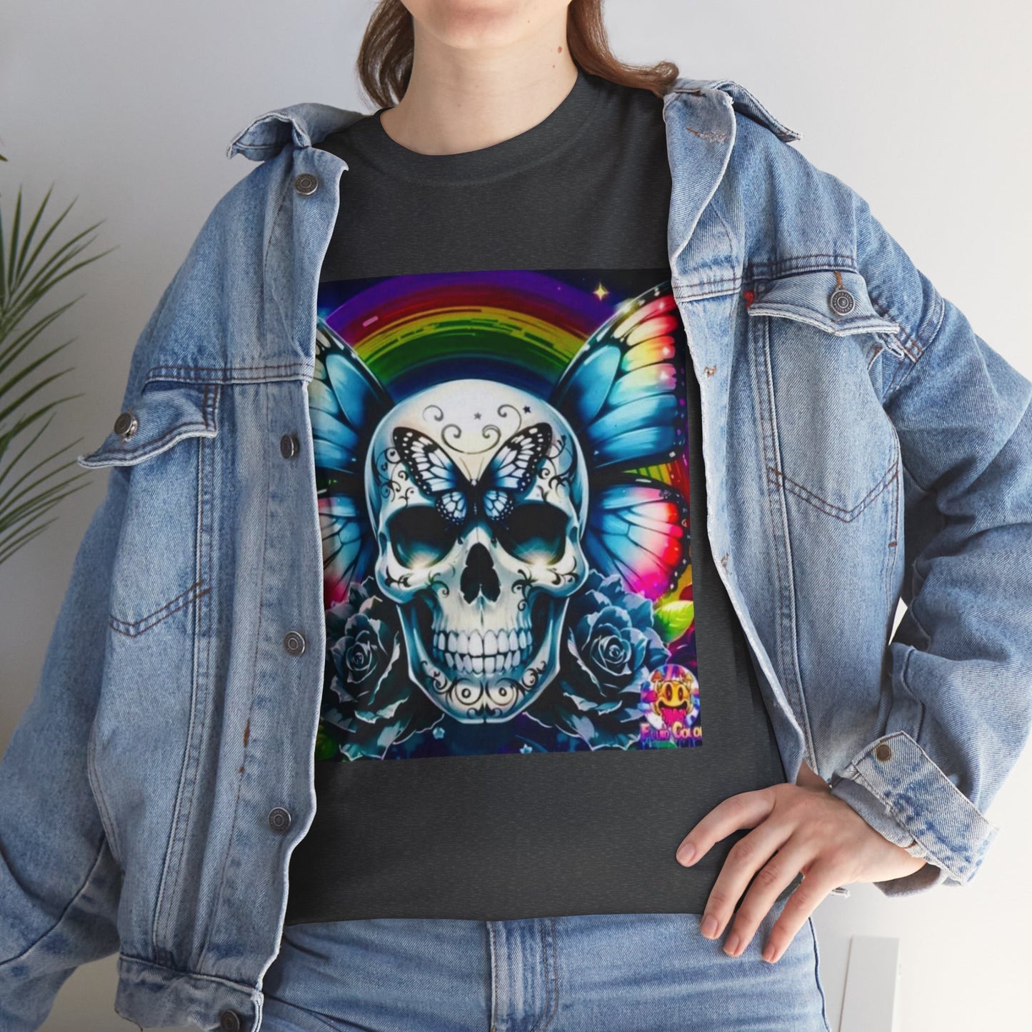 Skull Tee - Bright & Colorful Butterfly Design