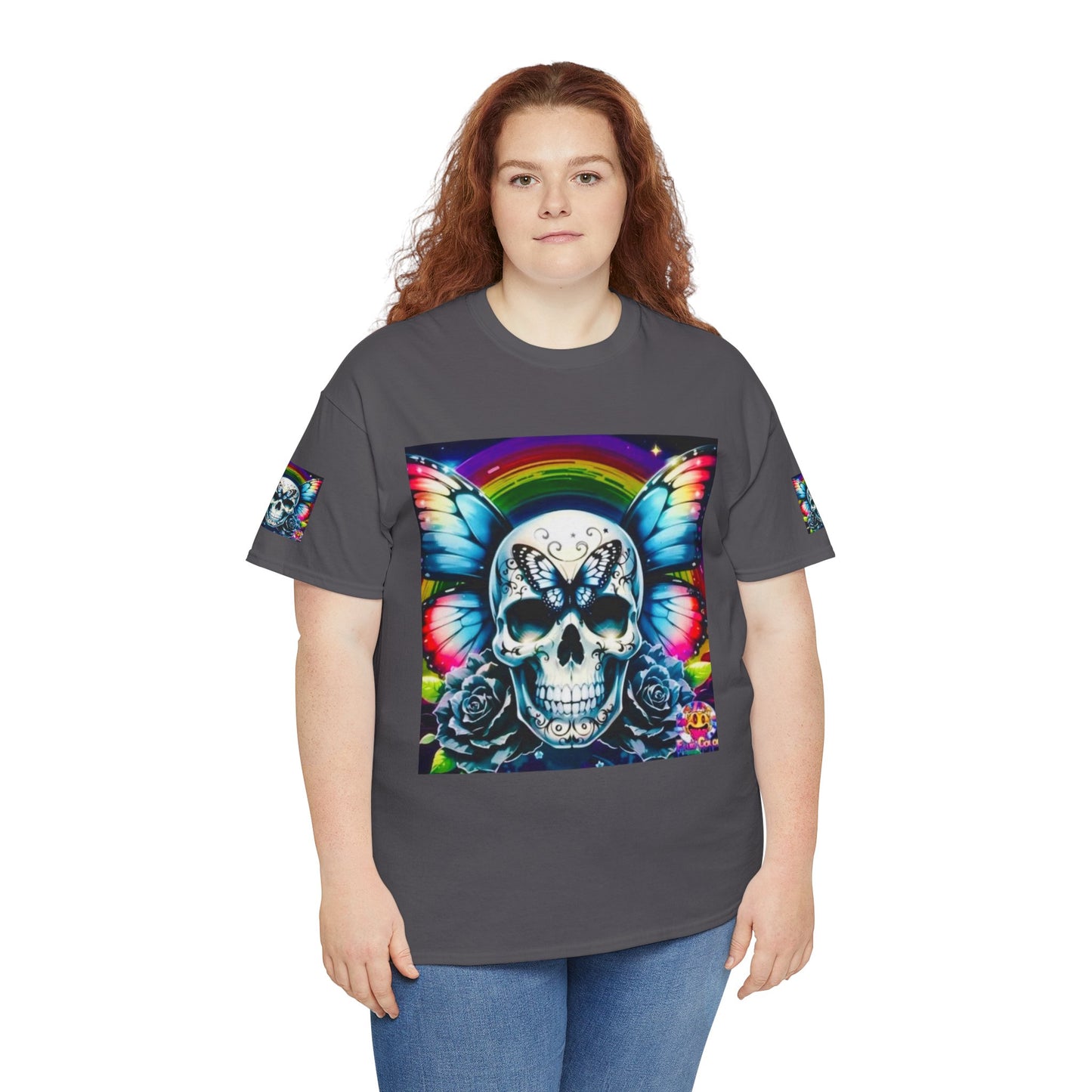 Skull Tee - Bright & Colorful Butterfly Design