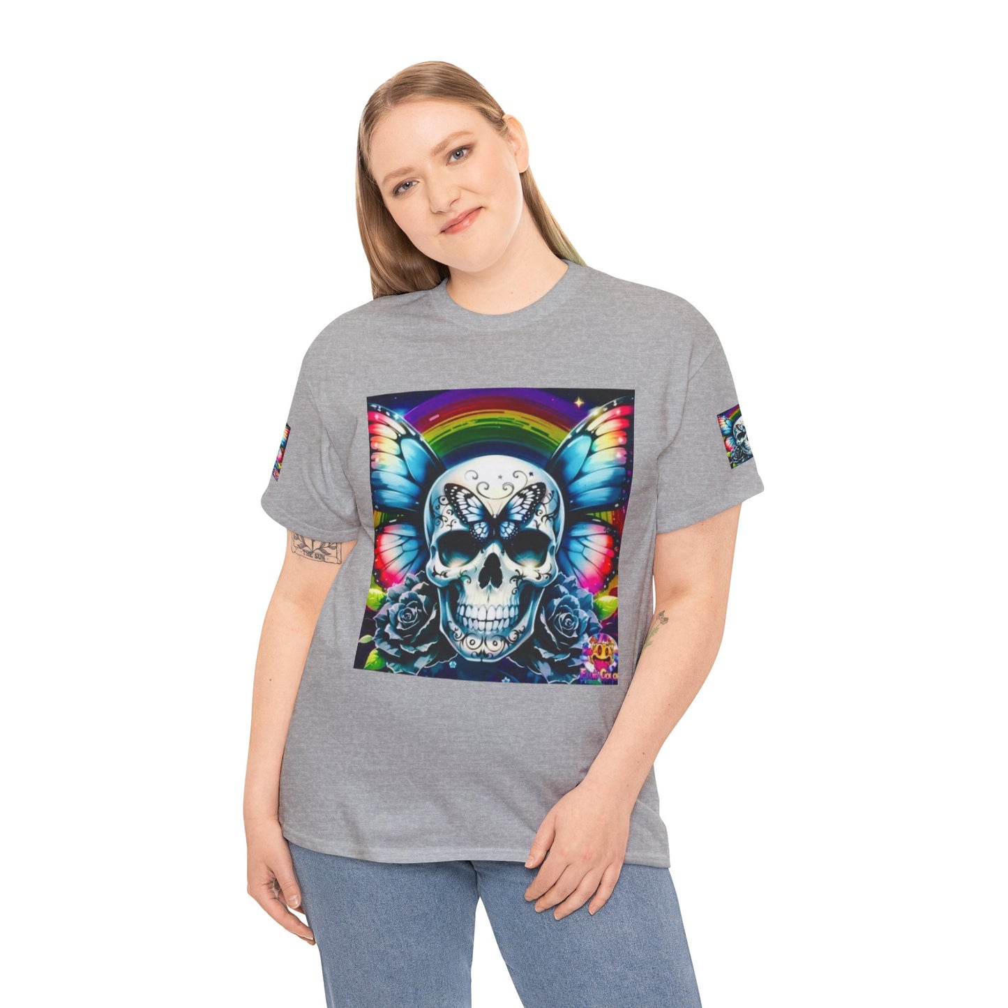 Skull Tee - Bright & Colorful Butterfly Design