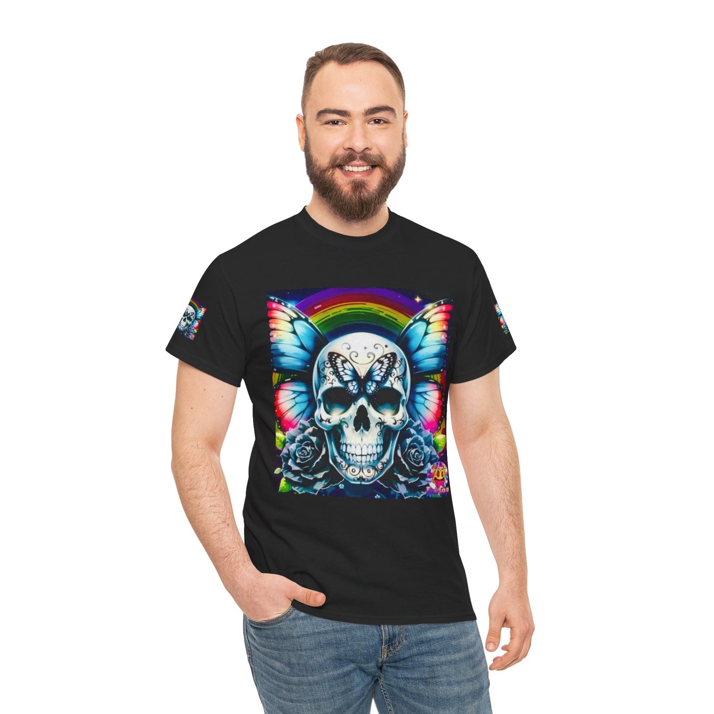 Skull Tee - Bright & Colorful Butterfly Design